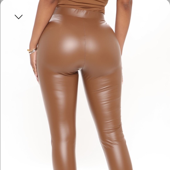 Fashion Nova Teyana Leather Like Leggings - size M - chocolate Color - Picture 7 of 7